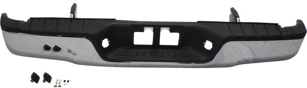 Step Bumper Face Bar and Pad for 2007-2013 Toyota Tundra, with Mounting Bracket, Chrome, without Parking Assist System Holes, Fleetside, No Rock Warrior Package, Replacement