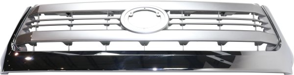 Grille for Toyota Tundra 2014-2015, Painted Silver Shell with Gray Insert, featuring Chrome Molding and Front Emblem, 1794 Edition Model, Replacement
