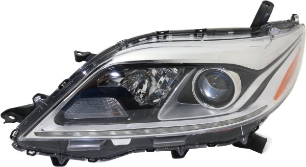 Headlight Assembly for Toyota Sienna 2015-2020 Left (Driver), Halogen with LED Daytime Running Light, Excludes SE Model, Replacement