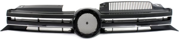 Textured Black Shell and Insert Grille with Chrome Insert Molding for 2010-2014 Volkswagen Golf, 6-Speed Transmission, Hatchback, Replacement