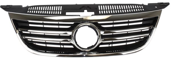 Grille for Volkswagen Tiguan 2009-2011, Chrome Shell with Painted Black Insert, Replacement