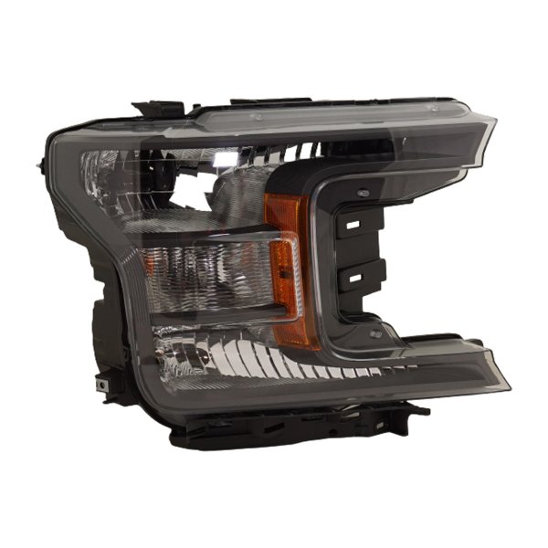 Right (Passenger) Halogen Headlight Assembly for Ford F-150 Pickup 2018-2020, Crew Cab/Extended Cab, Lariat/XLT Models with Black Appearance Package/Standard Cab, XL Model, Replacement