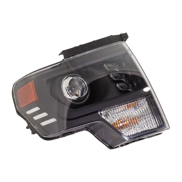 LED Headlight Assembly for Ford F-150 2009-2014 Right (Passenger), Projector Type with Black Trim, Excluding Raptor Model, Replacement