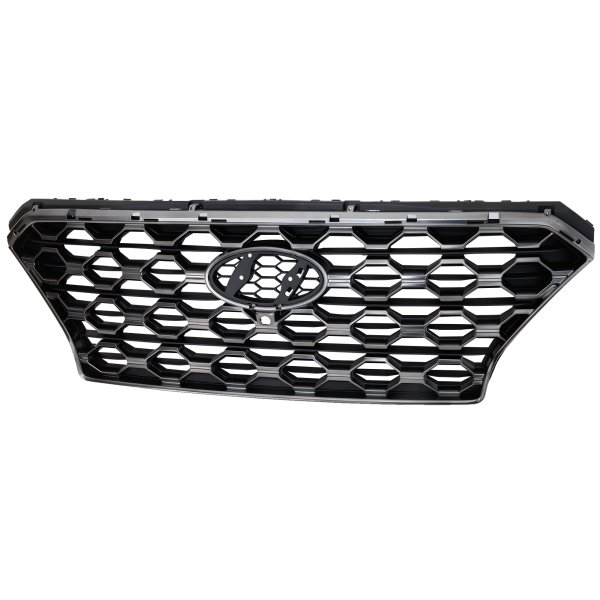 Grille for Hyundai SANTA FE 2019-2020, Painted Black Shell with Textured Dark Gray Insert, including Front View Camera, Replacement