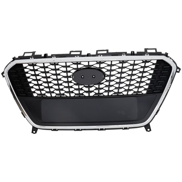 Grille for Hyundai Sonata 2016-2017 Models, Black Shell and Insert, Without Auto Cruise Control, Without Emblem, Designed for Hybrid Model, Replacement
