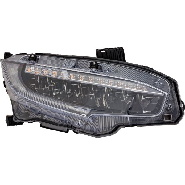 LED Headlight Assembly for 2019 Honda Civic Touring Model, Right (Passenger) Side, North America Built Vehicle, Replacement