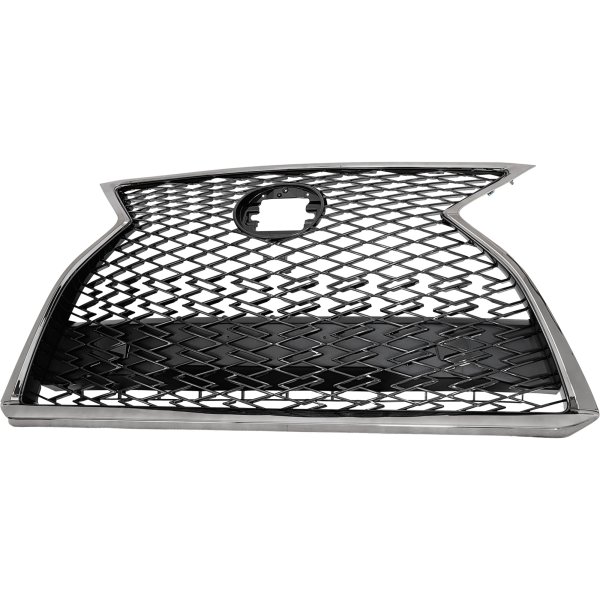 Grille for Lexus RX350/RX450H 2020-2022, Chrome Shell, Painted Dark Gray Insert, Compatible with F Sport Package, Without Parking Aid Sensor Holes, Replacement