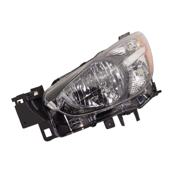 Headlight for 2011-2014 Mazda 2, Left (Driver) Side, includes Lens and Housing, uses Halogen light, Replacement