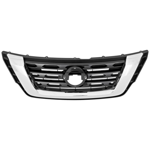 Grille for Nissan Pathfinder 2017-2020, Black Shell and Insert, without Around View Monitor, Front View Camera, Midnight Edition, Rock Creek Edition, Replacement