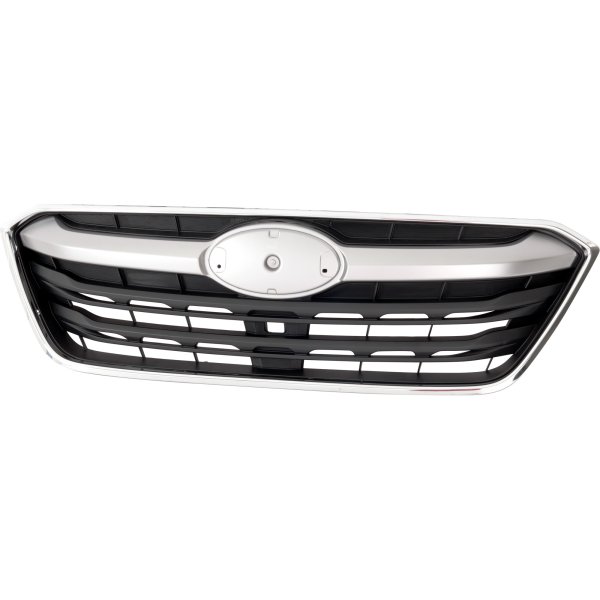 Grille for Subaru Outback 2020-2022, 2.5L Engine, Painted Black Shell and Insert with Chrome Frame and Silver Gray Molding, Replacement