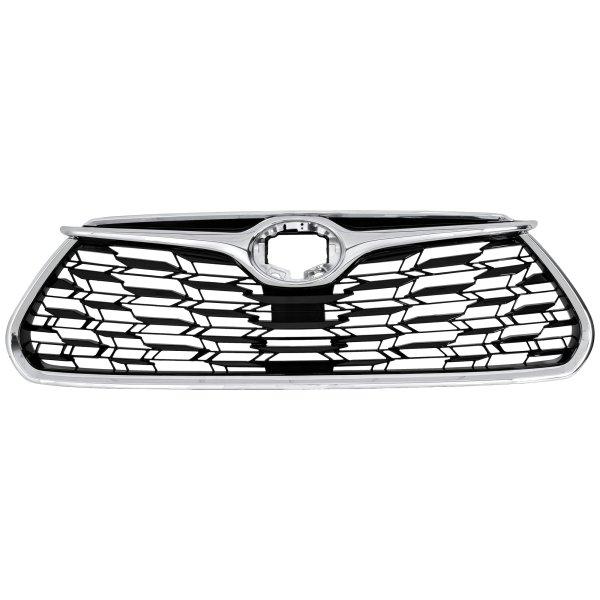 Grille for Toyota Highlander 2020-2023, Black Shell with Chrome Insert, without Camera Hole, Limited Model, Replacement