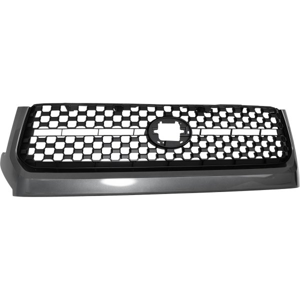 Standard Type Grille for Toyota Tundra 2018-2020, Painted Black Shell and Insert with Gray Frame, Without Chrome Surround, Replacement