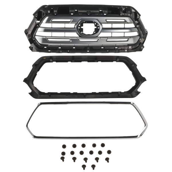 Grille for Toyota Tacoma 2018-2019, Paint to Match, with Chrome Black Frame, Chrome Painted Molding, with Front Emblem, without Nightshade Edition, Limited Model, Replacement