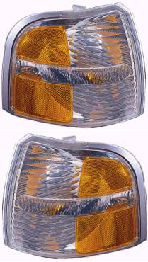 Corner Light Pair/Set for 2002-2004 Ford Explorer, Right (Passenger) and Left (Driver) Lens and Housing Replacement