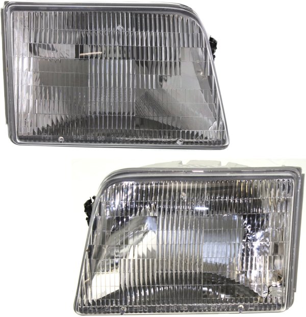 Headlight Assembly Pair/Set for 1993-1997 Ford Ranger, Right (Passenger) and Left (Driver), Halogen, Replacement