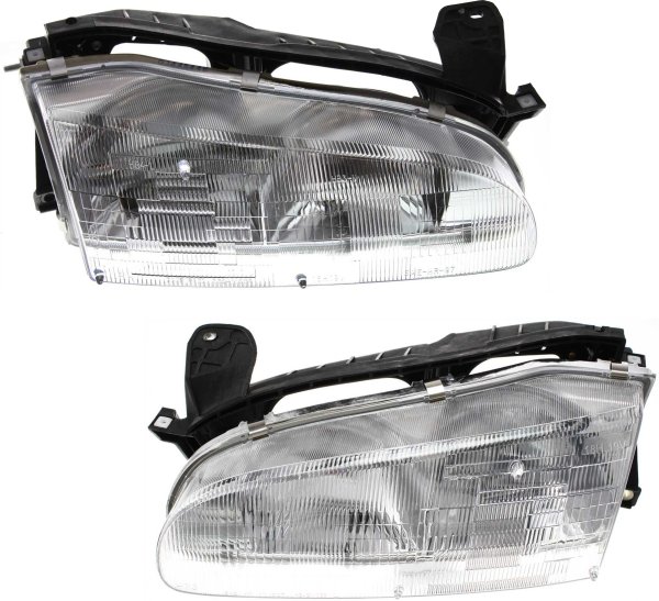 Headlight Assembly Pair/Set for Chevrolet Prizm 1993-1997, Right (Passenger) and Left (Driver), Halogen Replacement