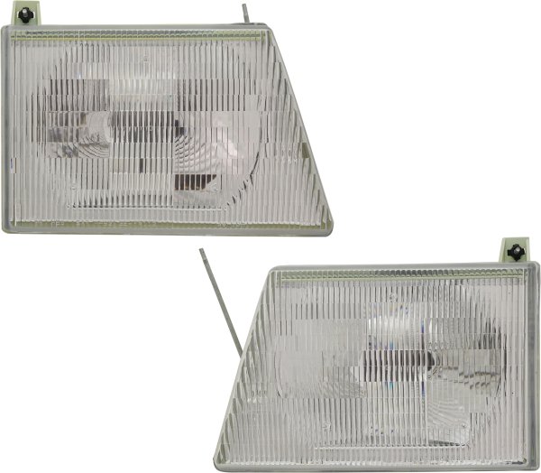 Headlight Assembly for 1997-2007 Ford Econoline Van, Halogen, Composite Type, Right (Passenger) & Left (Driver), Replacement Pair/Set