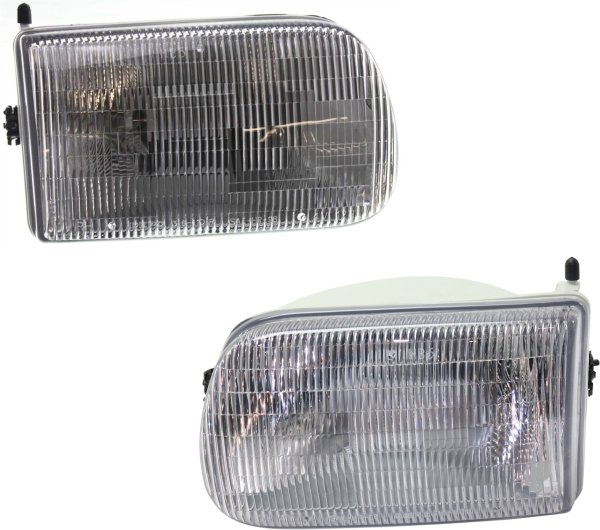 Headlight Assembly Pair/Set for 1994-1997 Mazda Pickup, Includes Right (Passenger) and Left (Driver) Halogen Headlights, Replacement 