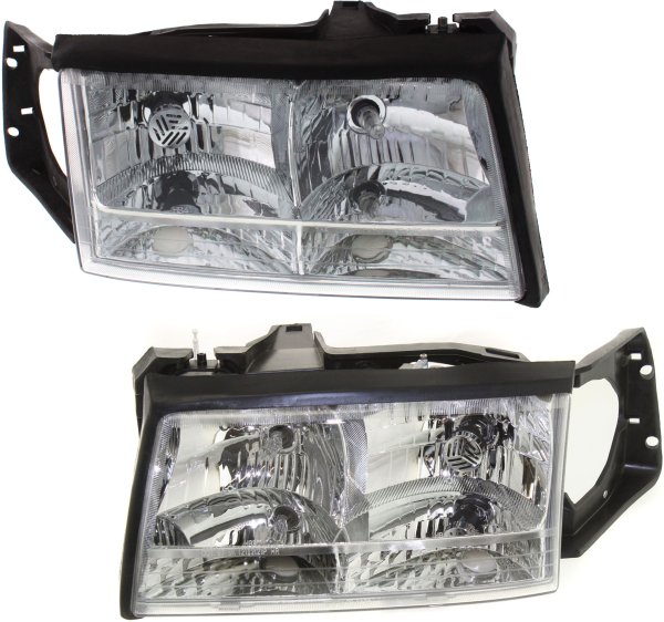 Headlight Assembly Pair/Set for 1997-1999 Cadillac Deville, Halogen, Right (Passenger) and Left (Driver), Replacement