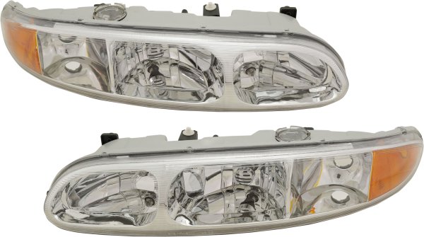 Headlight Assembly Pair/Set for Oldsmobile Alero 1999-2004, Includes Right (Passenger) and Left (Driver) Halogen Lights, Replacement