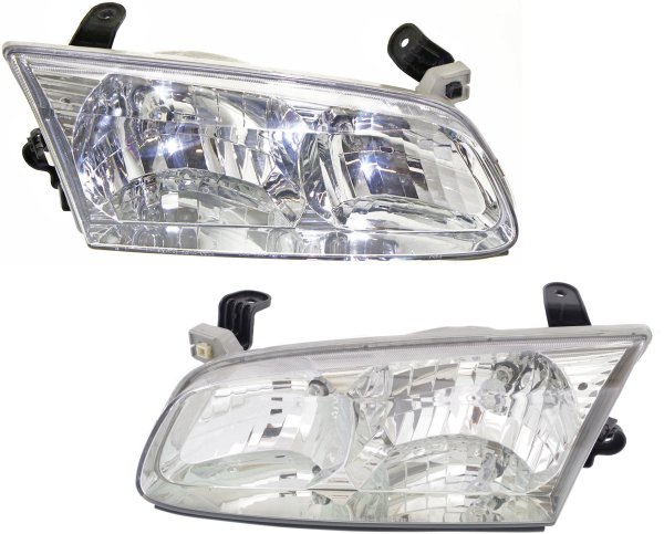 Headlight Assembly Pair/Set for Toyota Camry 2000-2001, Right (Passenger) and Left (Driver), Halogen Replacement