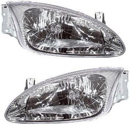 Headlight Assembly for Hyundai Elantra 1999-2000, Includes Right (Passenger) and Left (Driver) Halogen Headlights, Replacement Set