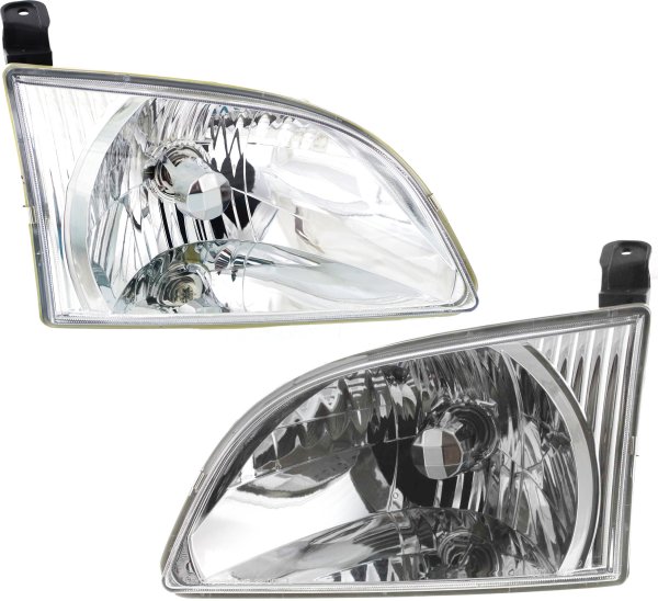 Headlight Assembly Pair/Set for 2001-2003 Toyota Sienna, Includes Right (Passenger) and Left (Driver) Halogen Light, Replacement