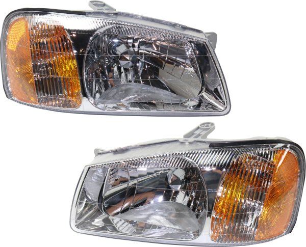 Headlight Assembly Pair/Set for Hyundai Accent 2000-2002, Right (Passenger) and Left (Driver), Halogen, Suitable for Hatchback/Sedan, Replacement