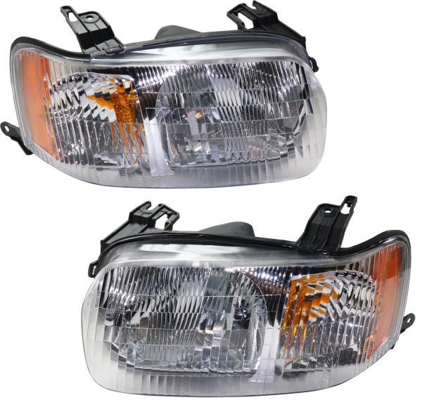 Headlight Assembly Pair/Set for Ford Escape 2001-2004, Right (Passenger) and Left (Driver), Halogen Replacement