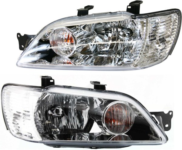 Headlight Assembly for 2002-2003 Mitsubishi Lancer, Right (Passenger) and Left (Driver), Halogen, Replacement Pair/Set