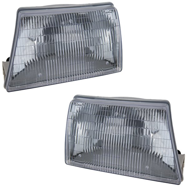 Headlight Assembly Pair/Set for Mazda Pickup 1998-2000, Right (Passenger) and Left (Driver), Halogen Replacement