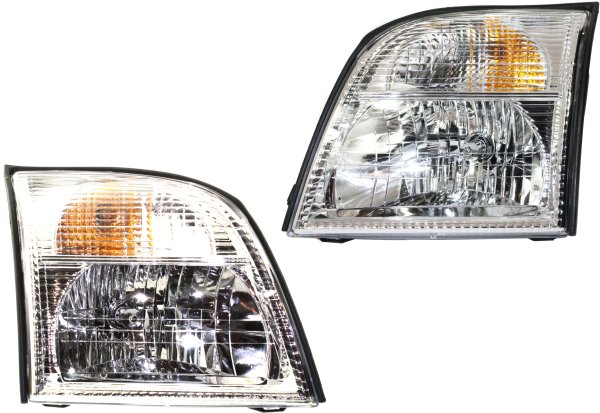 Headlight Assembly for Mercury Mountaineer 2002-2005, Right (Passenger) and Left (Driver), Halogen, Replacement Pair/Set