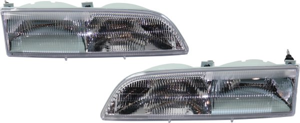 Pair/Set - Headlight Assembly for 1989-1993 Ford Thunderbird, Right (Passenger) and Left (Driver), Halogen, Replacement Set