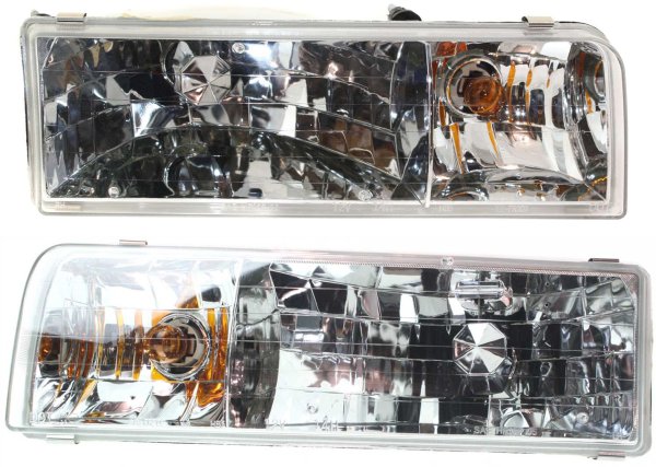 Headlight Assembly Pair/Set for Lincoln Town Car 1995-1997, Includes Right (Passenger) and Left (Driver) Halogen Headlights, Replacement