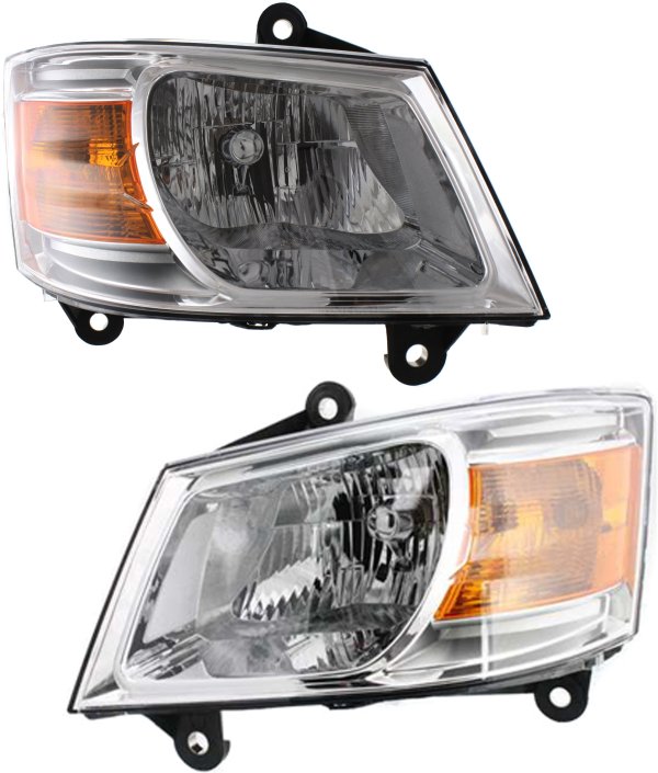 Headlight Assembly for Dodge Grand Caravan 2008-2010, Right (Passenger) and Left (Driver), Halogen Replacement Pair/Set