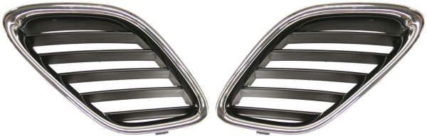 Grille Pair/Set for SAAB SAAB 9-3 2003-2007, Chrome Shell with Painted Black Insert, Right (Passenger) and Left (Driver) Side, without Emblem Provision, Replacement
