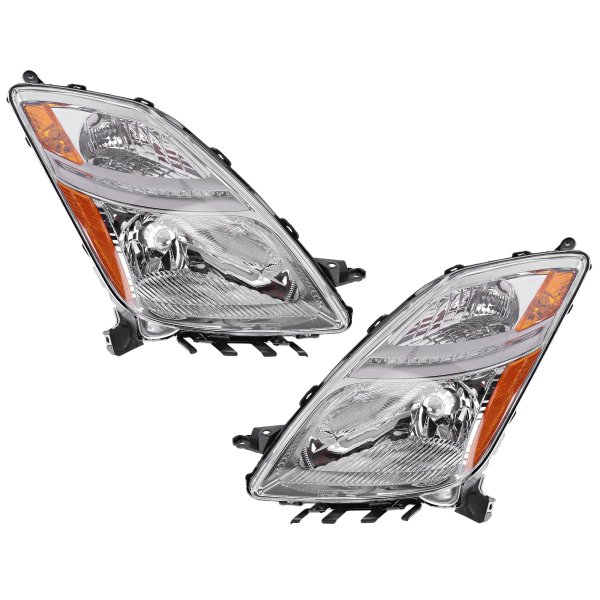 Headlight Pair/Set for 2006-2009 Toyota Prius, Right (Passenger) and Left (Driver) Lenses and Housing, Halogen, without HID Lights, from November 2005 - Replacement
