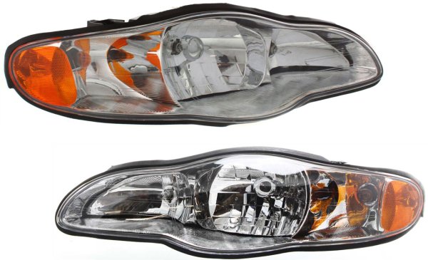 Pair/Set - Headlight Assembly for Chevrolet Monte Carlo 2000-2005, Right (Passenger) and Left (Driver), Composite, Halogen Replacement
