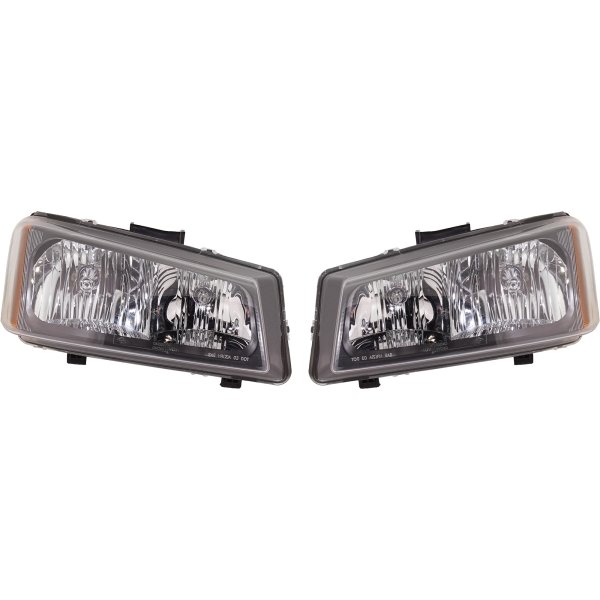 Headlight Assembly Pair/Set for Chevrolet Silverado 2003-2006, Right (Passenger) and Left (Driver), Halogen, Smooth Reflector, Includes 2007 Classic, Replacement