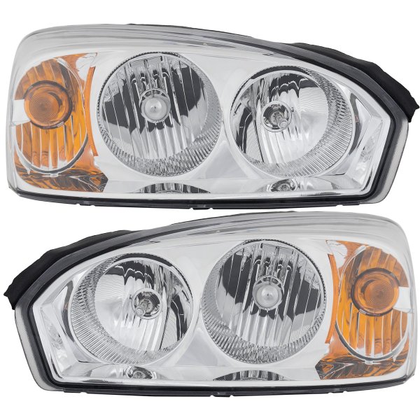 Headlight Assembly Pair/Set for 2004-2008 Chevrolet Malibu, Includes Right (Passenger) and Left (Driver) Side, Composite, Halogen, Replacement