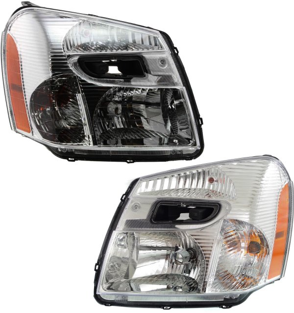 Headlight Assembly Pair/Set for Chevrolet Equinox 2005-2009, Right (Passenger) and Left (Driver), Composite, Halogen Replacement