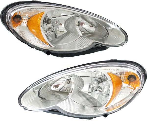 Headlight Assembly for Chrysler PT Cruiser 2006-2010, Right (Passenger) and Left (Driver), Halogen, Code LME, Replacement Pair/Set