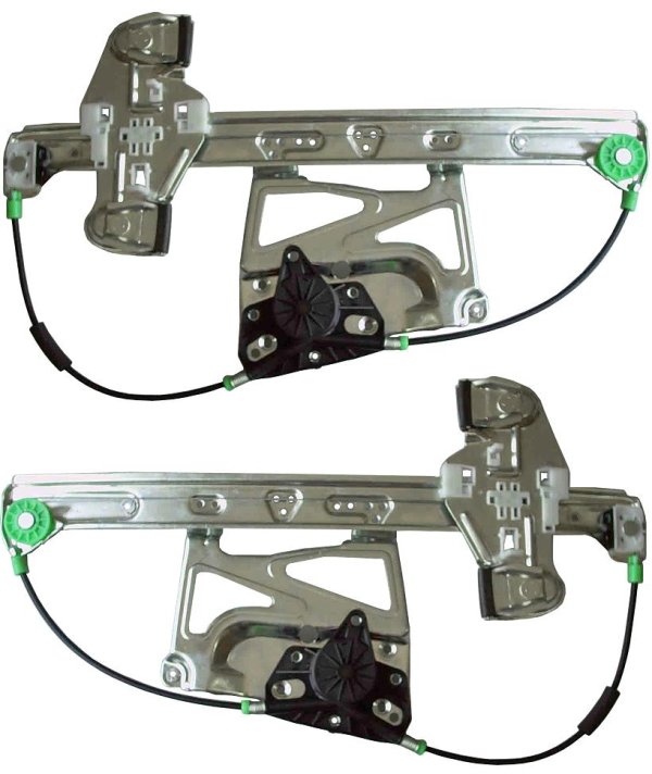 Front Window Regulator Pair/Set for Cadillac Deville 2000-2005, Right (Passenger) and Left (Driver), Power, without Motor, Sedan, Replacement