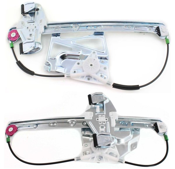 Front and Rear Window Regulator Set for Cadillac Deville 2000-2005, Left (Driver) Side, Power, without Motor, Replacement