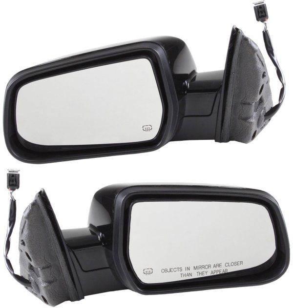 Mirror Pair/Set for Chevrolet Equinox/Terrain 2010-2017, Right (Passenger) & Left (Driver), Power Operated, Manual Folding, Heated, Paintable, Without Blind Spot Glass & Memory, Replacement
