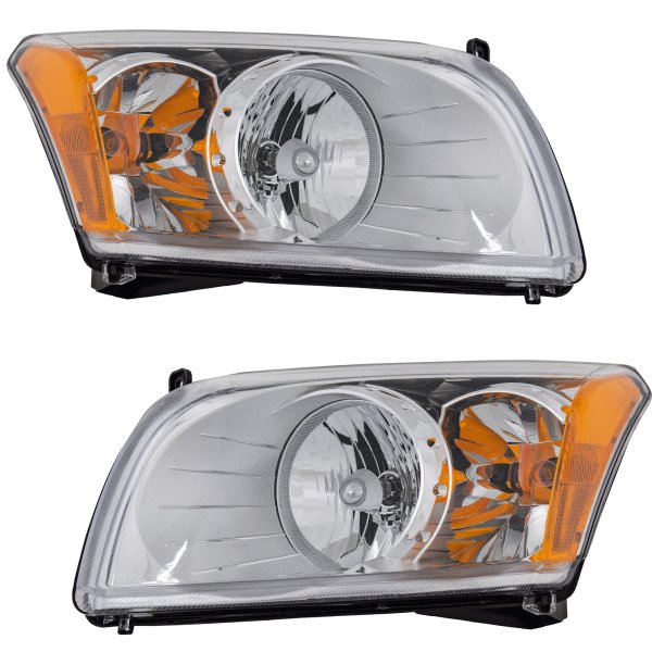 Headlight Assembly Pair/Set for Dodge Caliber 2007-2012, Right (Passenger) and Left (Driver), Halogen Replacement