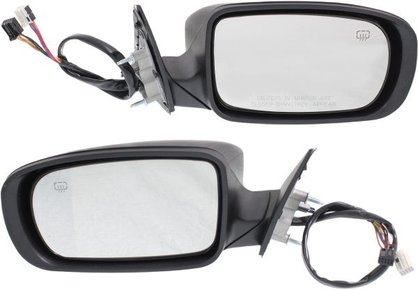 Mirror Pair/Set for Dodge Charger 2011-2019, Right (Passenger) and Left (Driver), Power Control, Manual Folding, Heated, Paintable, with Memory Function, Replacement