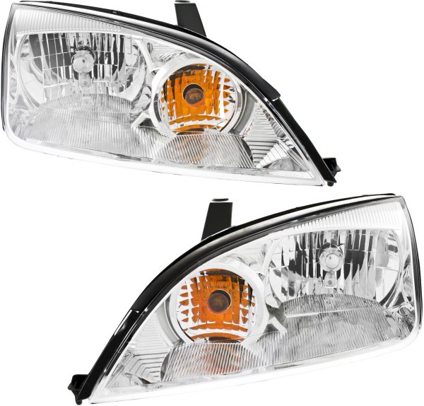 Headlight Assembly for Ford Focus 2005-2007, Right (Passenger) and Left (Driver) Halogen Light, Replacement Pair/Set