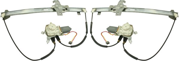 Front Window Regulator Pair/Set for Ford Econoline Van 1992-2014, Power with Motor, Right (Passenger) and Left (Driver), Replacement