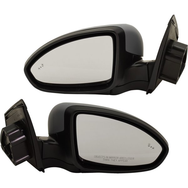 Mirror Pair/Set for 2013-2015 Cruze/2016 Cruze Limited, Right (Passenger) and Left (Driver), Power Controlled, Manual Folding, Heated, Paintable, with Blind Spot Light in Housing, without Auto Dimming, Memory, and Signal Light Replacement